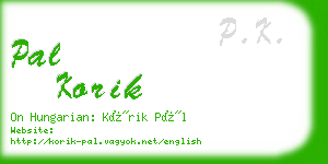 pal korik business card